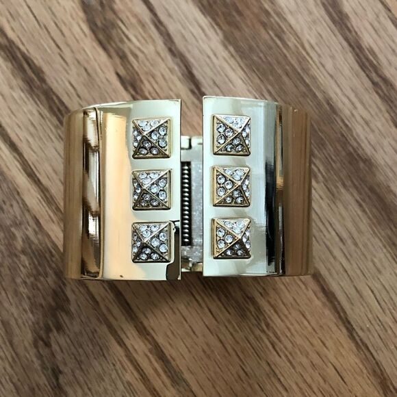 Victoria’s Secret | Pyramid Hinge Cuff Bracelet | Gold Tone - Picture 3 of 3